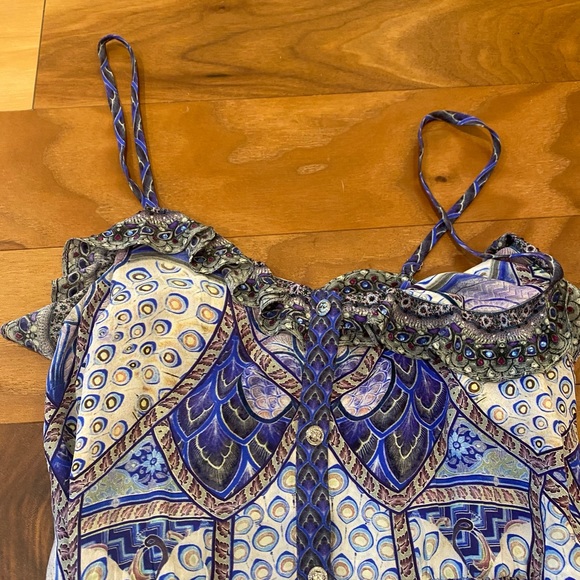 CAMILLA
Long Silk High-Low Wrap Dress with Frill - Picture 2 of 5